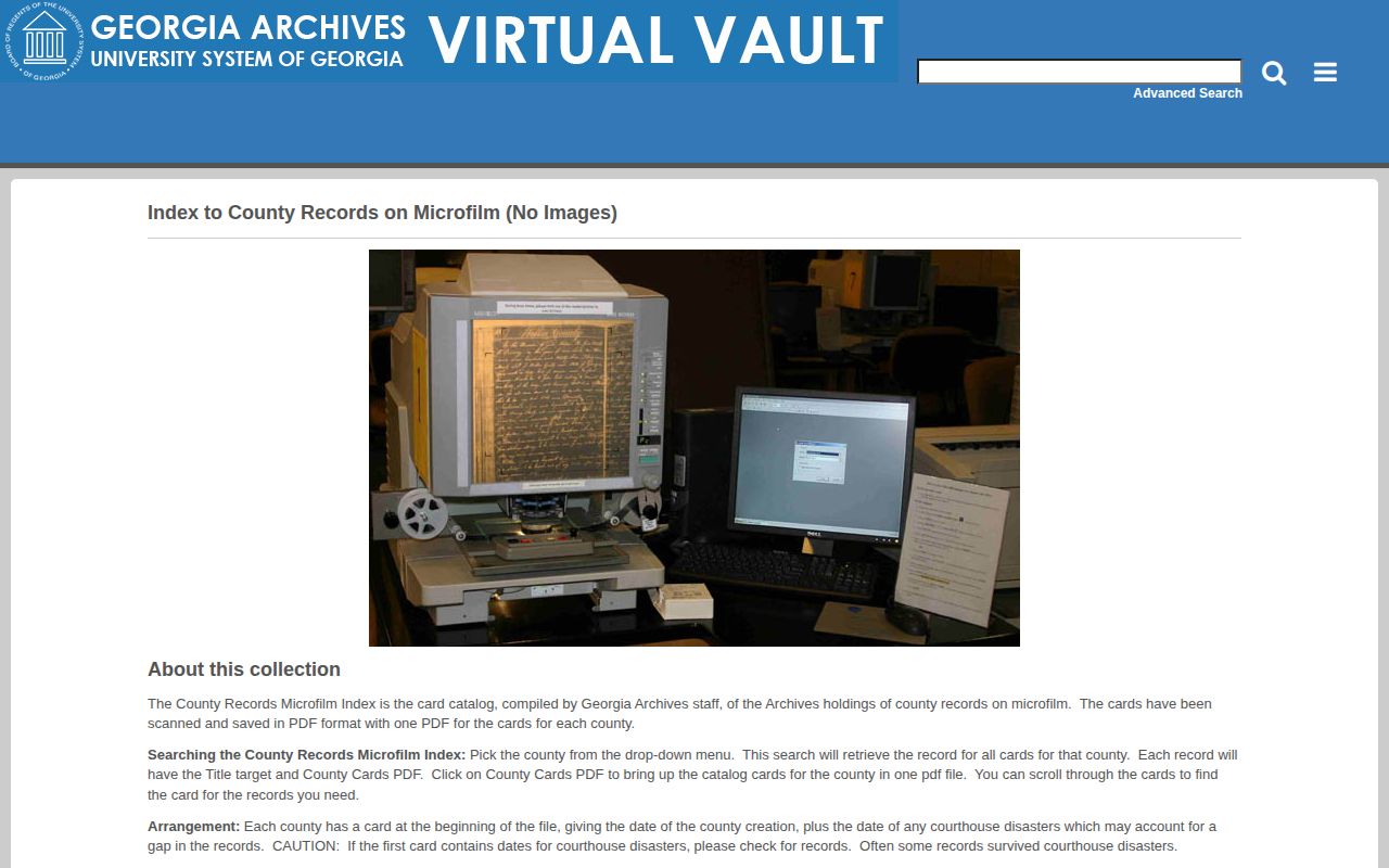 Georgia Archives county records catalog for older Mitchell County records